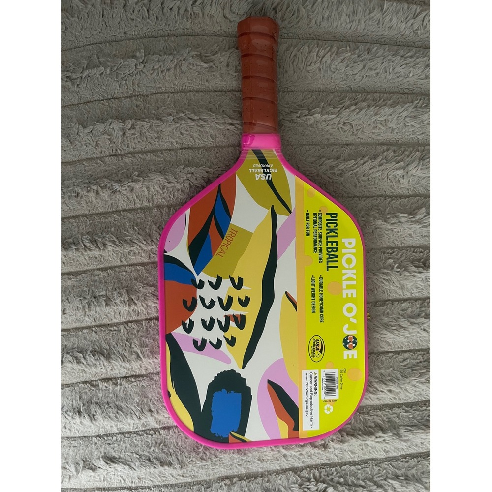 Pickle O Joe Tropical Pickleball Paddle USA Approved Honeycomb Core Pink NWT